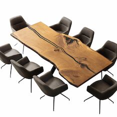 Massiver Holztisch mit Epoxidharz aus einem Stück - Eiche