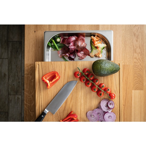 Schneidebrett Eiche mit Auffangschale-35,5X32X9CM