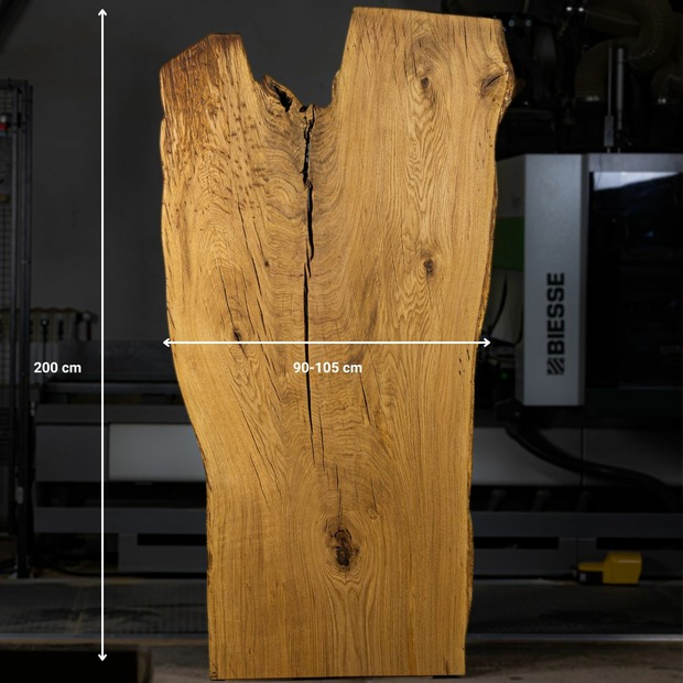 Massiver Holztisch aus einem Stück - Eiche