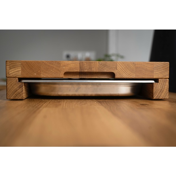 Schneidebrett Eiche mit Auffangschale & Saftrille - 55,5X38X9CM