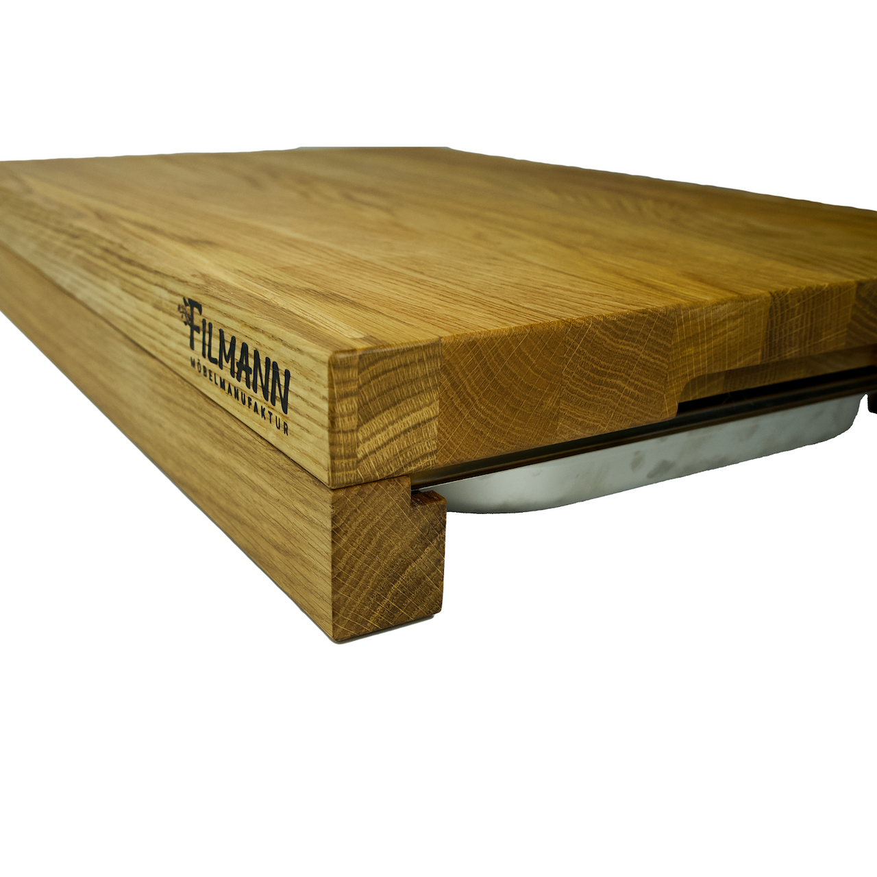 Schneidebrett Eiche mit Auffangschale & Saftrille - 55,5X38X9CM