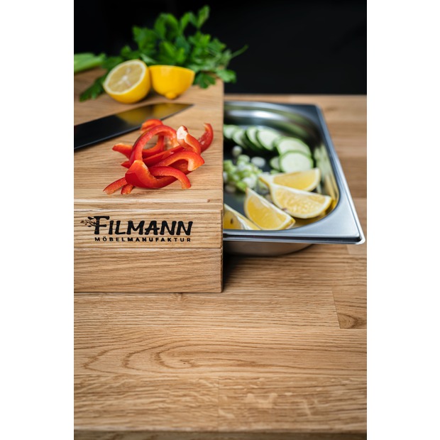 Schneidebrett Eiche mit Auffangschale & Saftrille - 55,5X38X9CM